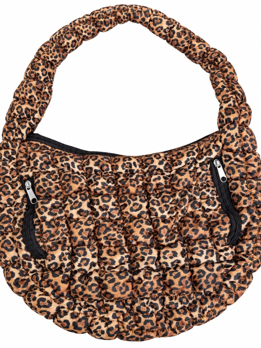 Leopard Quilted Shoulder Bag in Brown by